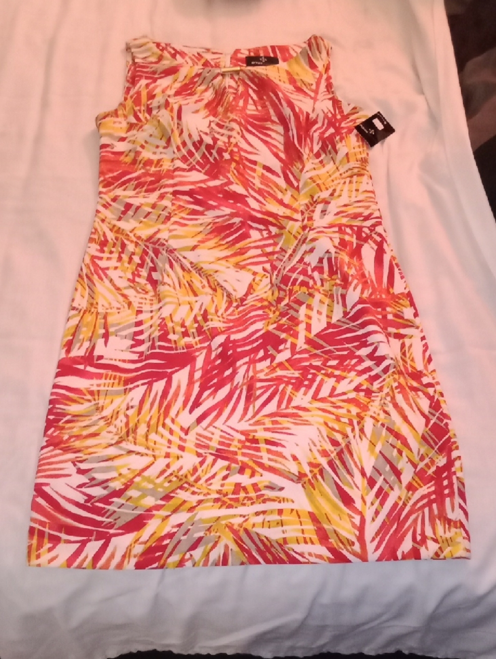 Ronni Nicole Red and Yellow Abstract Print Dress